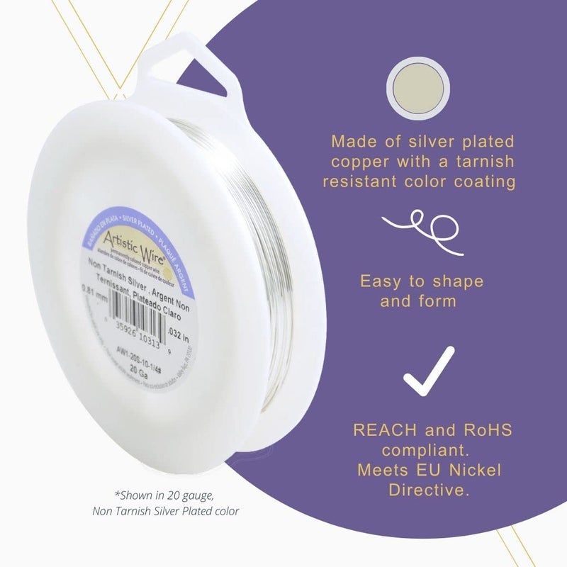 Artistic Wire, 28 Gauge Silver Plated Tarnish Resistant Colored Copper Craft Wire, Silver, 523 ft - Image 4